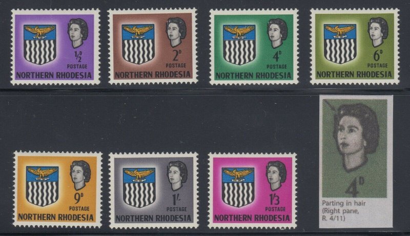 Northern Rhodesia, SG 75c-83c, MLH Parting in Hair COMPLETE set