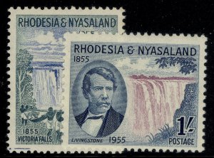 RHODESIA & NYASALAND QEII SG16-17, 1955 Victoria Falls set, LH MINT.