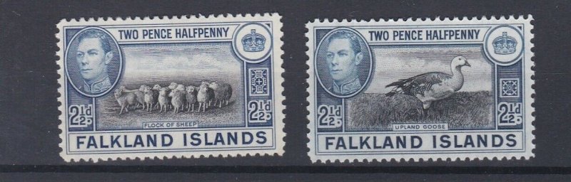 FALKLAND ISLANDS  1938 - 50 SG  151 - 152 2 X 2/1/2D  VALUES MH 