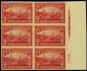 373, Mint XF NH 2¢ Plate Block of Six Stamps * Stuart Katz