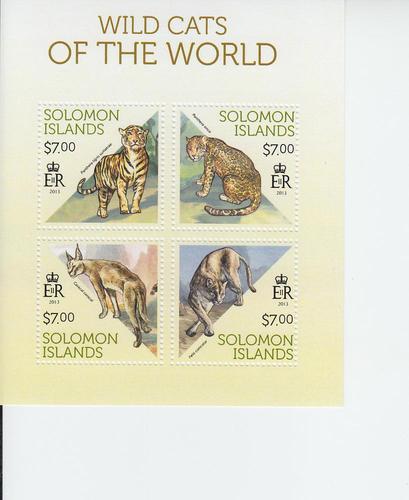 2013 Solomon Islands Wild Cats MS4 (Scott 1427) MNH