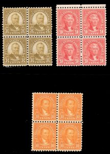 MOMEN: US STAMPS #589-591 BLOCKS MINT OG NH LOT #84380