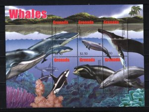 GRENADA 2002 MARINE MAMMALS/WHALES SHEET OF 6 STAMPS MNH