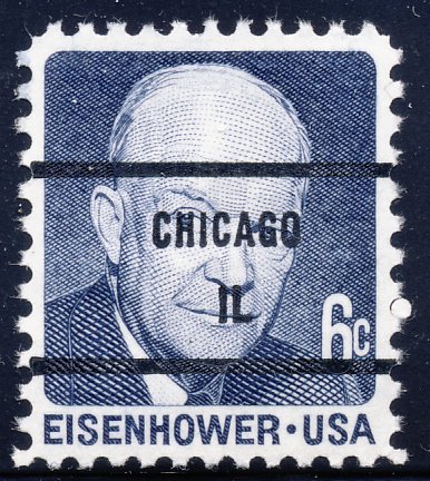 Chicago IL, 1393-81 Bureau Precancel, 6¢ Eisenhower