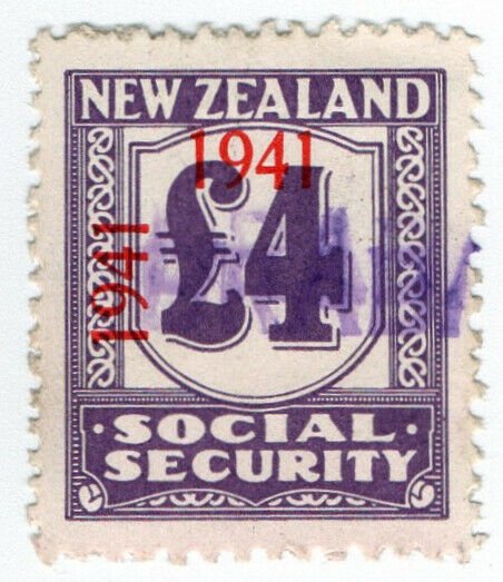 (I.B) New Zealand Revenue : Social Security £4 (1941)
