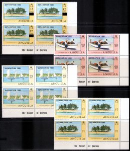 Anguilla 1980 Sc#408-413-415-419 BOATS RACE/FISHING BOAT ovpt.SEPARATION Block 4