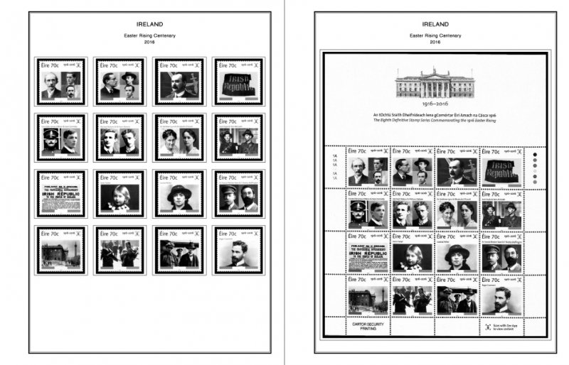 IRELAND 1922-2010 + 2011-2020 STAMP ALBUM PAGES (336 PDF b&w illustrated pages)