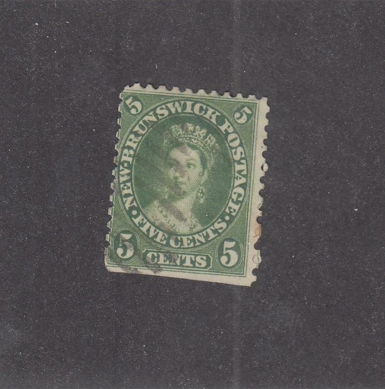 NEW BRUNSWICK (MK3939) # 8 F-USED 5cts VICTORIA /GRID CANCEL /GREEN /CENTS ISSUE