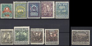 Armenia - 1922 unissued set of 10 - Scott# 300-309