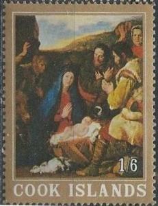 Cook Islands 174 (mh) 1sh6p Adoration of the Shepherds by Ribera (1966)