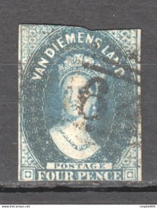 Tas010 1855 Australia Tasmania Four Pence Stamped 64 Gibbons Sg #18 130 £ 1S...