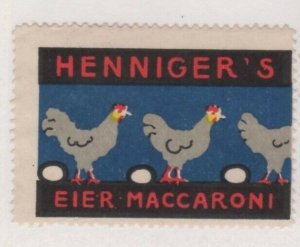 Germany - Pair Henniger's Egg Noodles Advertising Stamps - Girl & Chickens - NG