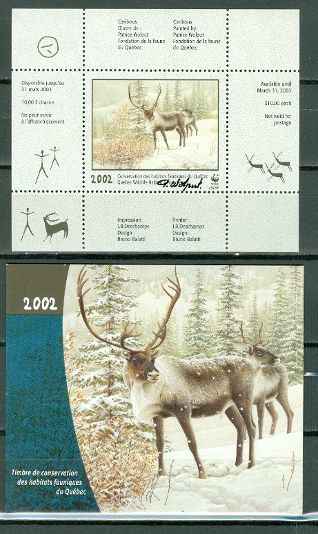 QUEBEC  2002  WILDLIFE CARIBOU...#QW15A..SHEET AND FOLDER...MNH...$75.00