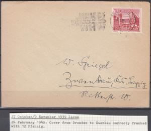 Germany - 24.2.1940 12pf+6 Buildings as single franking on cover (2021)