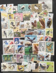 Birds - Selection of used stamps. 100+ off paper world mix (B).