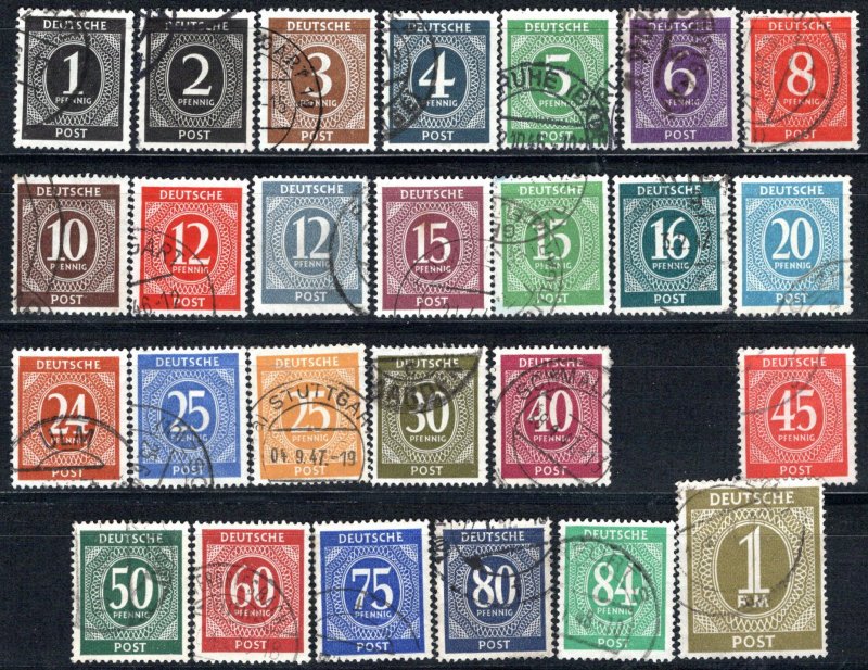 Germany AM Post Scott # 530 - 556, used, w/o # 549