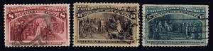 US.#236-238 Used Columbian issue of 1893 - VF - CV$87.50 (ESP#7314)