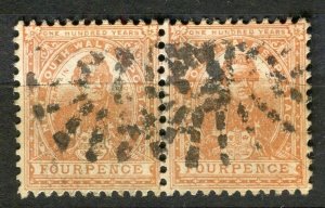 AUSTRALIA; NEW SOUTH WALES 1890s classic QV issue 4d. used POSTMARK PAIR