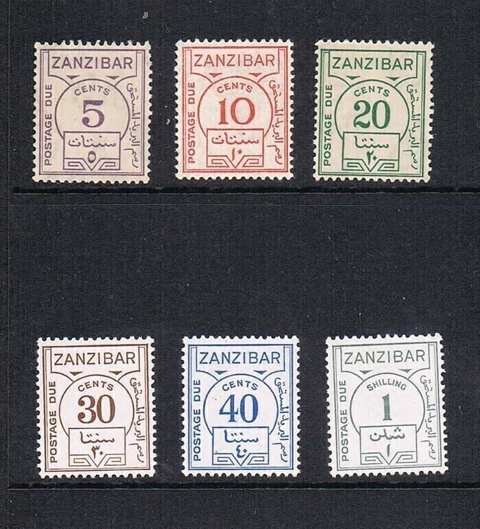 Zanzibar 1936 Sc J18-J23 set of 6 MH