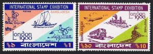 Bangladesh 183-184, MNH. Mi 135-136. LONDON-1980. Early, modern mail transport. 