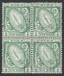 Ireland Sc# 65 Used block/4 1922-1923 1/2p Sword of Light