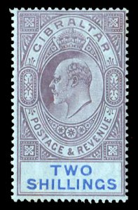 Gibraltar #60 (SG 72) Cat£60, 1904-12 Edward, 2sh violet and blue, hinged, p...