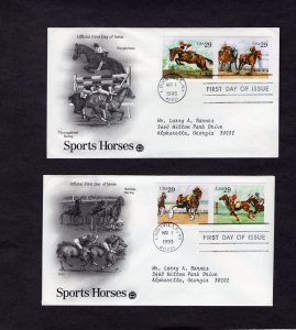 2756-2759 Sporting Horses, set/2 FDC PCS Addressed