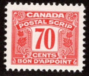 van Dam FPS56, MNH, 70c green, F/VF, Canada Postal Scrip Third Issue