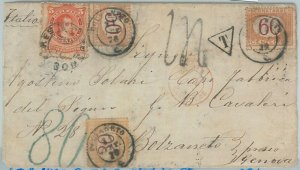 74109 - ARGENTINA - Postal History - COVER to ITALY - TAXED Segnatasse 1876