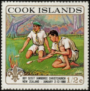 Cook Islands 248 - Mint-H - 1/2c Boy Scouts Cooking over Campfire (1969)