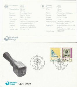 Denmark Europa 1979  Torshavn CEPT Cancels Stamps FDC Cover Ref 29546