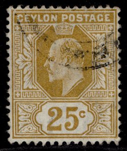 CEYLON EDVII SG284, 25c bistre, FINE USED.