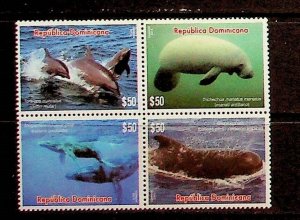 DOMINICAN REP. Sc 1594 NH BLOCK OF 4 OF 2016 - SEA ANIMALS