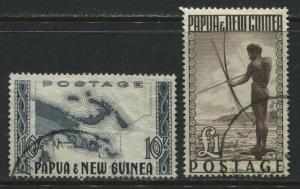 Papua & New Guinea 1952 10/ and £1 used