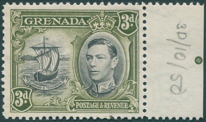 Grenada 1950 3d black & green-olive Perf 12½ SG158 unused