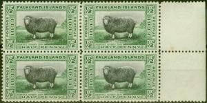 Falkland Is 1933 1/2d Black & Green SG127 Fine Mtd Mint Block of 4