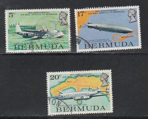 Bermuda # 318-320, Airmail Service 50th Anniversary, Used, 1/3 Cat.