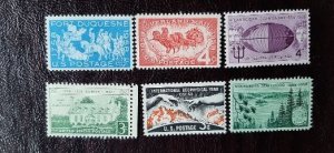 US Scott #1100, 1104-1112, 1117-1123; 16 Mint stamps of 1958; MNH, og, F/VF.