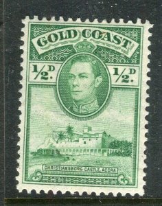 GOLD COAST; 1938 early GVI Pictorial issue Mint hinged 1d. value