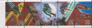 US Stamp - 1993 29c Space Fantasy - 5 Stamp Strip - Plate #2222 - Scott #2745a