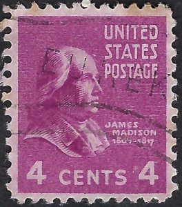 United States #808 4¢ James Madison. (1938). Used.