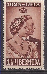 Bermuda 1948 KGV1 1 1/2d Brown Silver Wedding Umm SG 125 ( D907 )