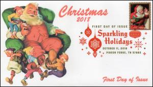 18-272, 2018, Sparkling Holidays, DCP, First Day Cover, Christmas, Santa