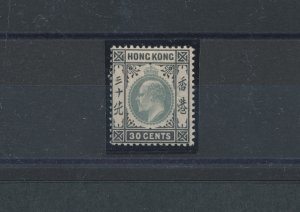 1903 HONG KONG - SG 70 - 30 cent dull green and black  , MLH*