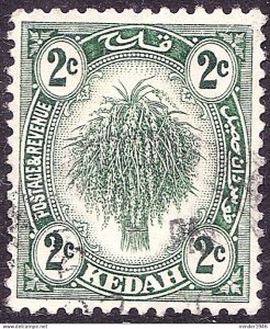 MALAYA KEDAH 1921 2c Dull Green SG27 Used