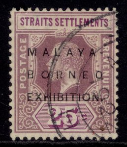 MALAYSIA - Straits GV SG245b, 25c dull purple & mauve FINE USED. Cat £95. OVAL O