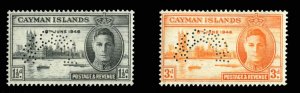 Cayman Islands #112-113S (SG 127-128s) Cat£130, 1946 Peace, set of two, perf...