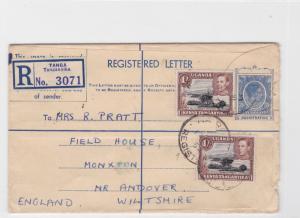 tanga tanganyika 1953 to england registered  stamps cover ref r16005