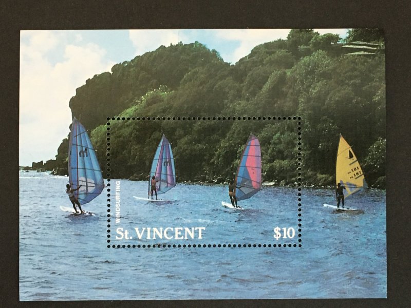 1987 St Vincent Sc# 1099, Windsurfing souvenir sheet MNH