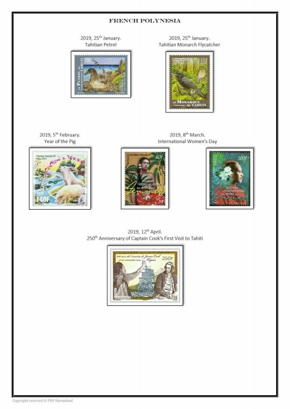 French Polynesia 1958 - 2019 PDF (DIGITAL) STAMP ALBUM PAGES